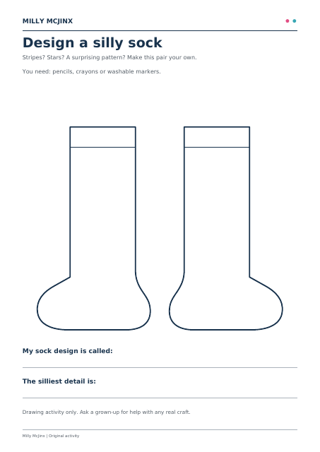 Preview of Design a silly sock activity sheet