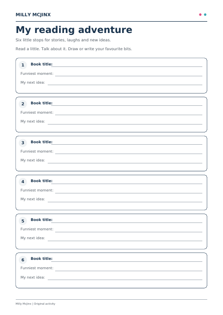 Preview of My reading adventure activity sheet