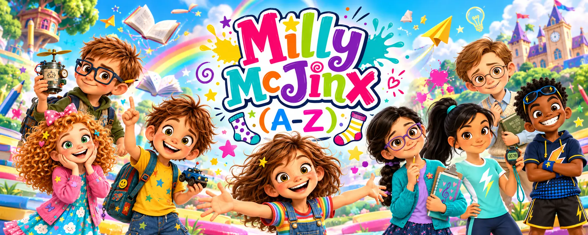 Milly and her friends in the colourful world of Milly McJinx